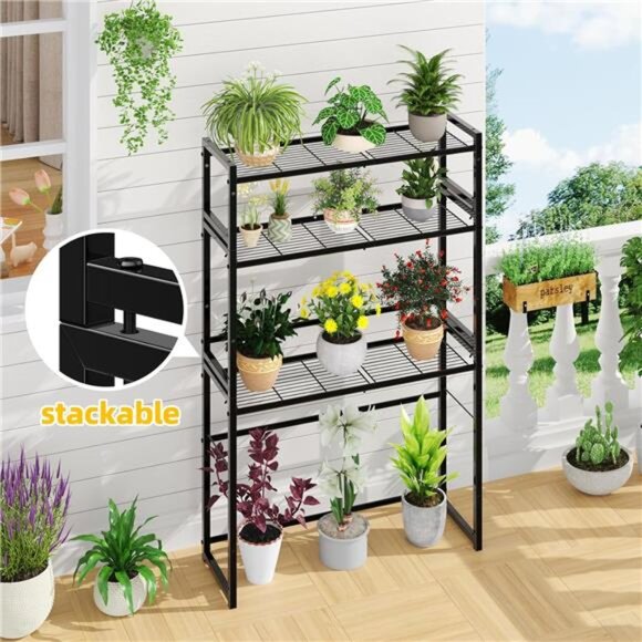 Simple Trending 3 Tier Metal Plant Stand Outdoor Indoor Waterproof, Stackable - Picture 4 of 14